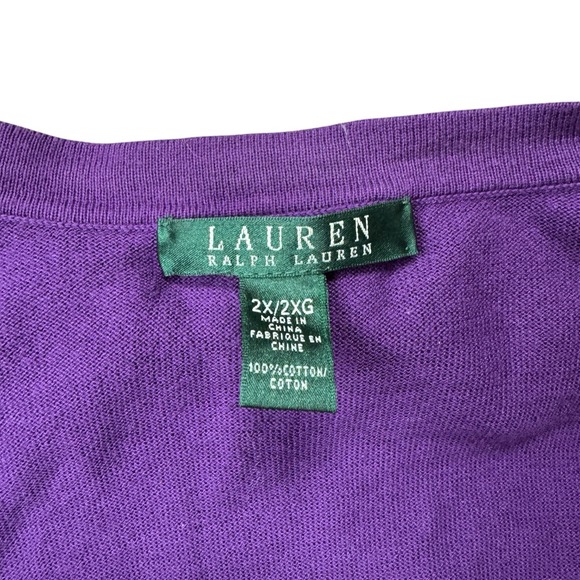 Ralph Lauren Purple Cardigan Sweater 2XL Ruffle Neck - Picture 2 of 4